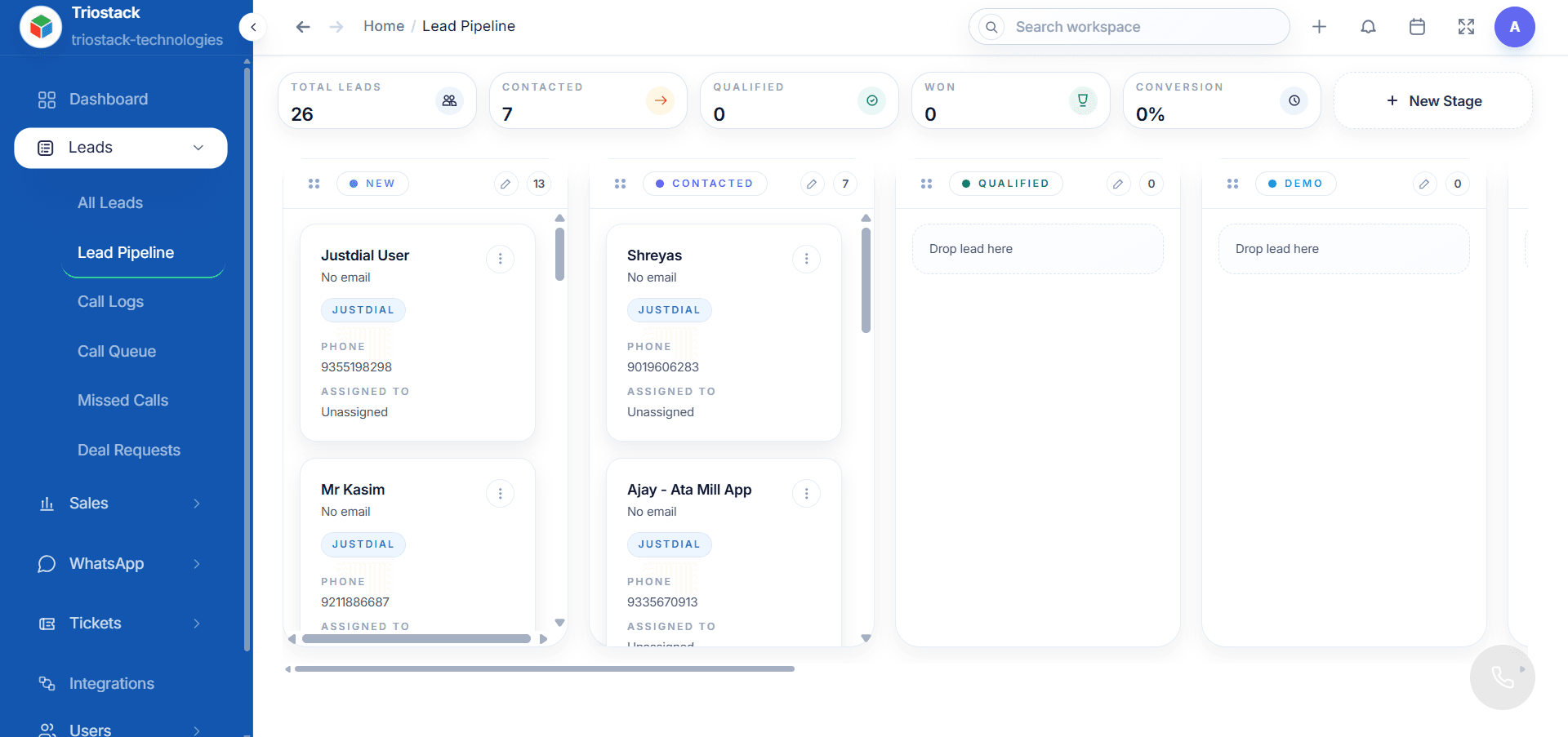 TrioCRM sales dashboard preview
