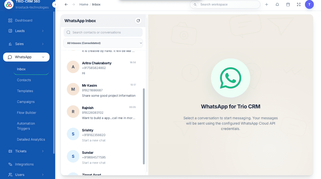 WhatsApp + Telecalling CRM product preview
